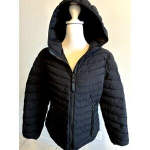 Calvin Klein Puffer Jacket Black Medium Sorona AURA Eco Winter Ski Snow Down EUC